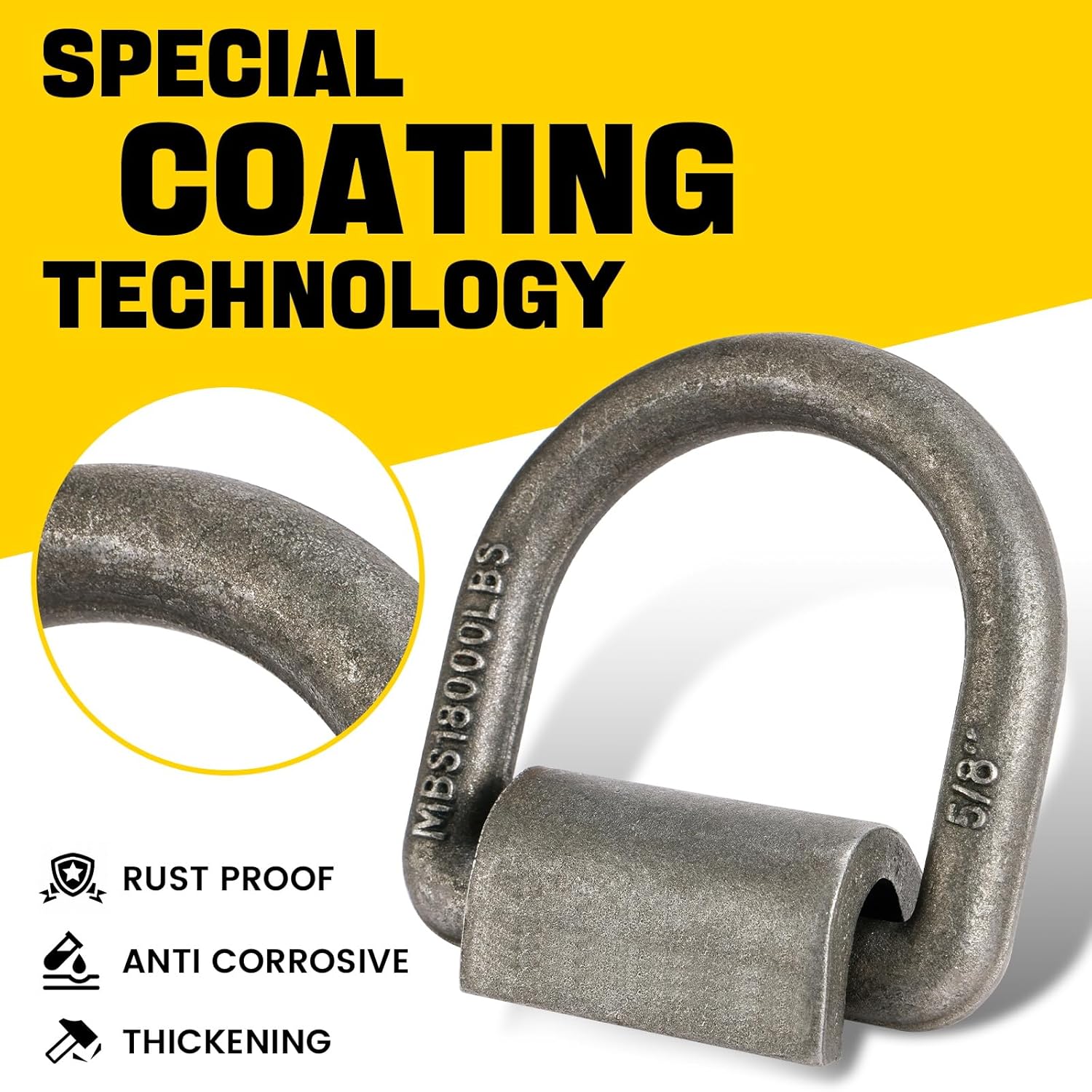 8 Pack Heavy Duty Weld On Forged D Ring, 5/8" D-Ring Tie Down Anchor for Trailer, Truck, RV, ATV, Farm Applications, 18,000 lbs MBS