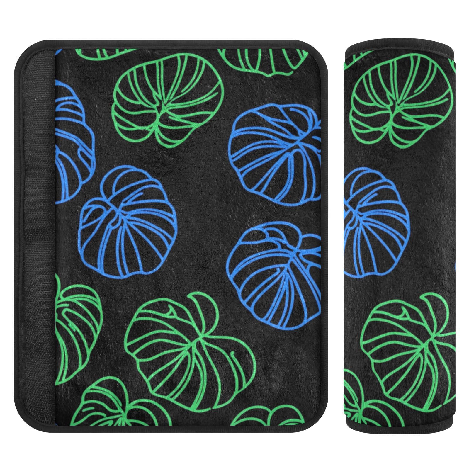 EtherSpher Plant Green Monstera Deliciosa car seat Neck Strap Cover, More Comfort Driving, car Trip Essentials for Backpack Truck Truck funda para cinturón de carro 2 Pack
