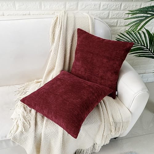 Miniatura 3 de HWY 50 Juego de 2 fundas de cojín decorativas negras de 20 x 20 pulgadas para sofá, cama, sala de estar, felpilla suave y cómoda, color liso,