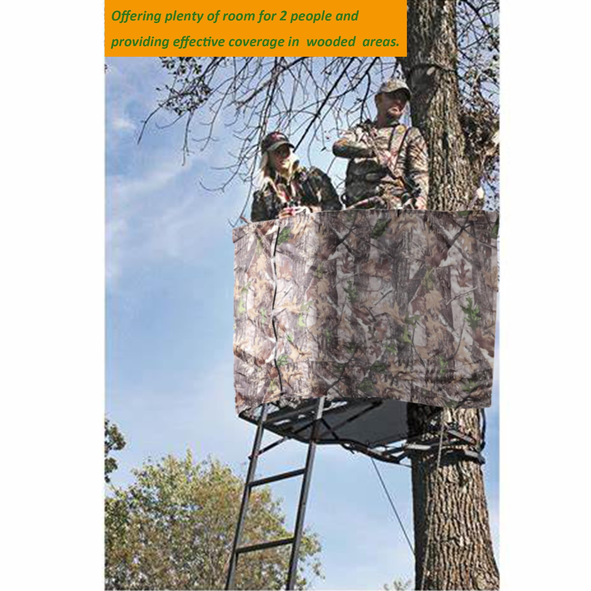 Persianas elevadas de 102 x 37 pulgadas, con soporte para árbol de caza, diseño de camuflaje, con cremallera, para ciervos de caza, pavo (marcos no incluidos)