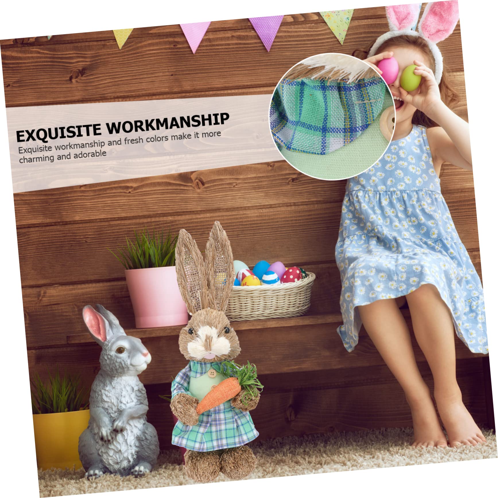 BESPORTBLE 3stücke Realistisches Kaninchen- Für Ostern Elegantes Gartenornament Für Zuhause Frühlings-deko Für Gartenliebhaber Osterhasen Figur Lebensechte Garten-deko Kaninchen Ornament