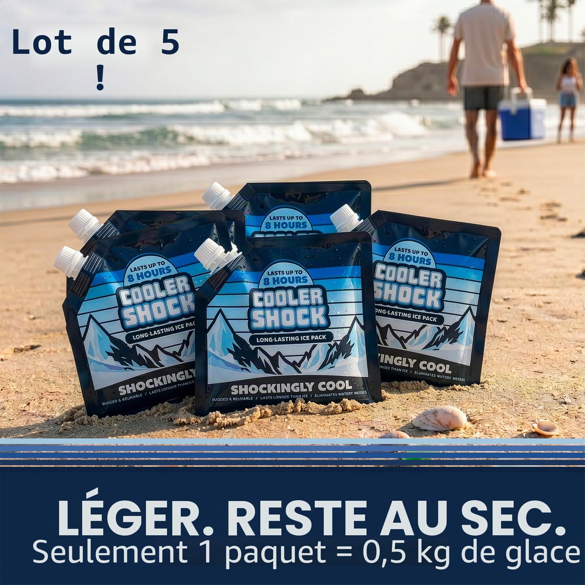 Cooler Shock Packs de glace réutilisables pour glacière – Solides, réutilisables, de qualité supérieure et refroidisseur à déjeuner pour une utilisation à long terme – Refroidissent plus rapidement que la glace – Accessoires pour glacière
