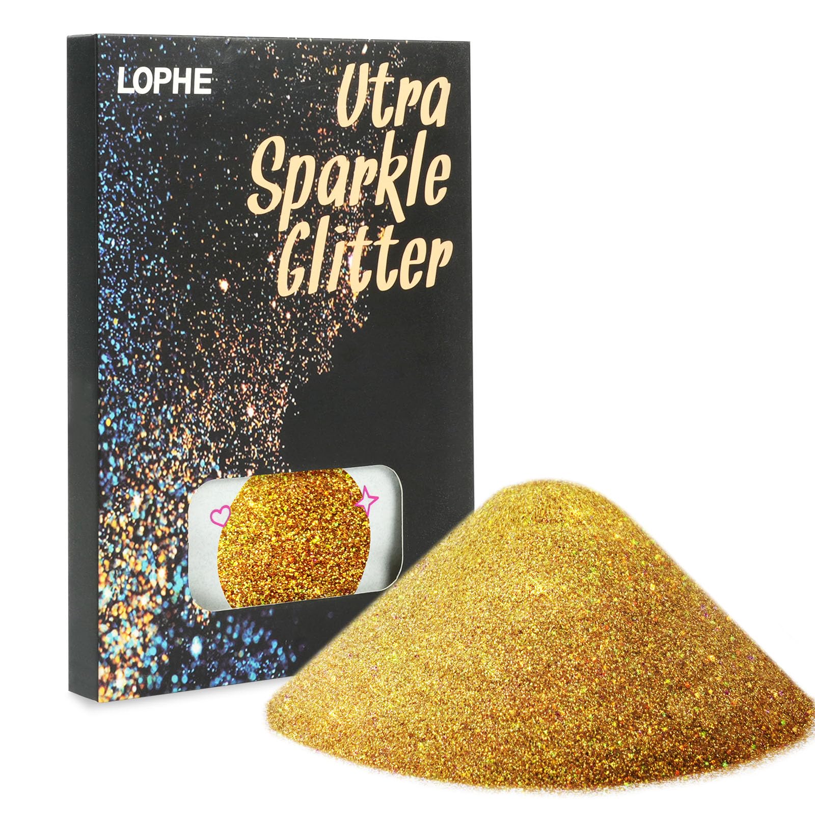 LOPHE Ultra Fine Glitter Powder, 100g Face Body Glitter Nail Glitter Powder, Festival Glitter Sequins Flakes for Cosmetic Decorations, Sparkle Glitter Powder for Resin Art Crafts Tumblers