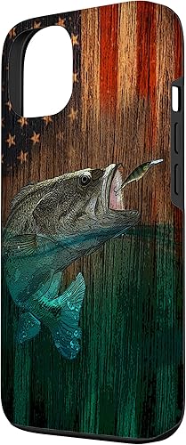 Miniatura 2 de iPhone 13 Largemouth Bass pesca bandera americana pescadores caso