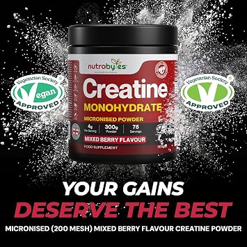 Creatine Monohydrate Powder | Micronised Creatine | Men & Women | Vegan (Mixed Berry Flavour)