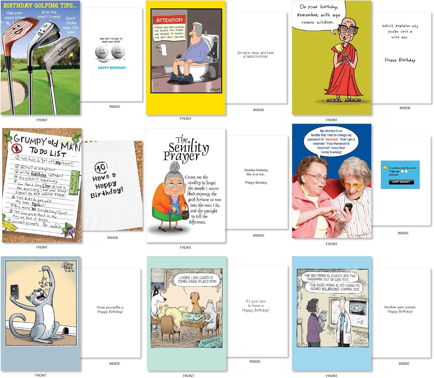 Buy NobleWorks Variety Pack of 36 Assorted Funny Birthday Cards Bulk