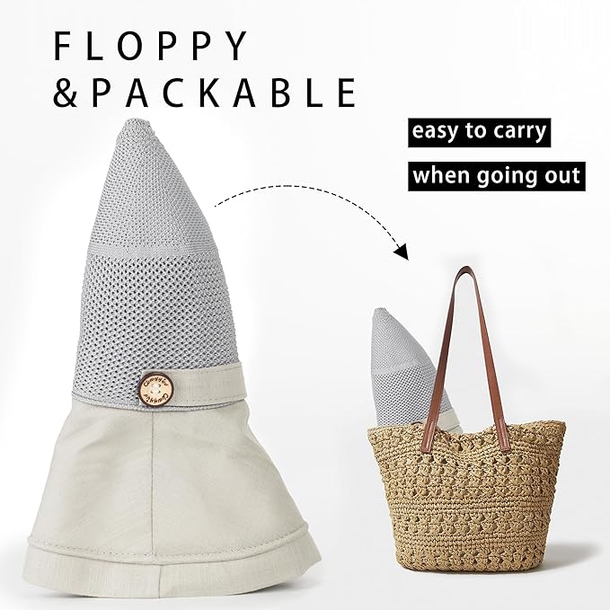 Sombrero de sol para mujer con ala ancha y malla miniatura 3