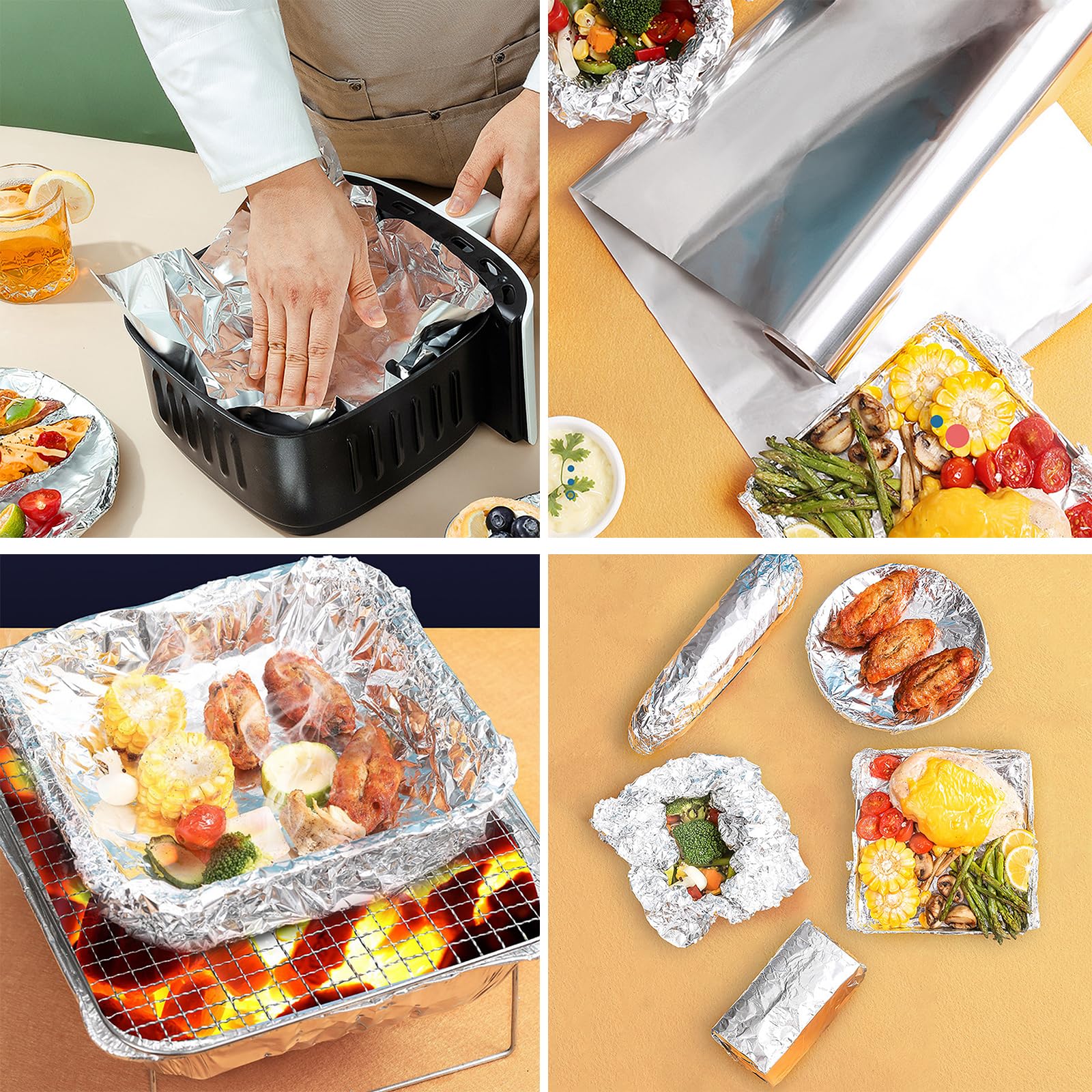Papel de Aluminio Resistente de 20 Micras, Rollo para Cocina (30cm) - Ideal para Hornear, Asar a la Parrilla y Almacenar Alimentos(Size:10 Roll)