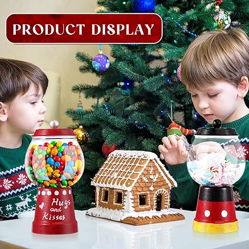 Miniatura 7 de Juego de 4 tarros de caramelo de invierno, máquina de chicles, muñeco de nieve de pecera para el día de San Valentín, familia de muñeco de nieve de