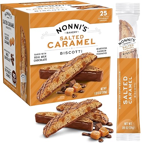 Nonni's Salted Caramel Biscotti - Galletas italianas de caramelo, chocolate con leche y sal marina, empaque individual, 1 lb, 5 oz