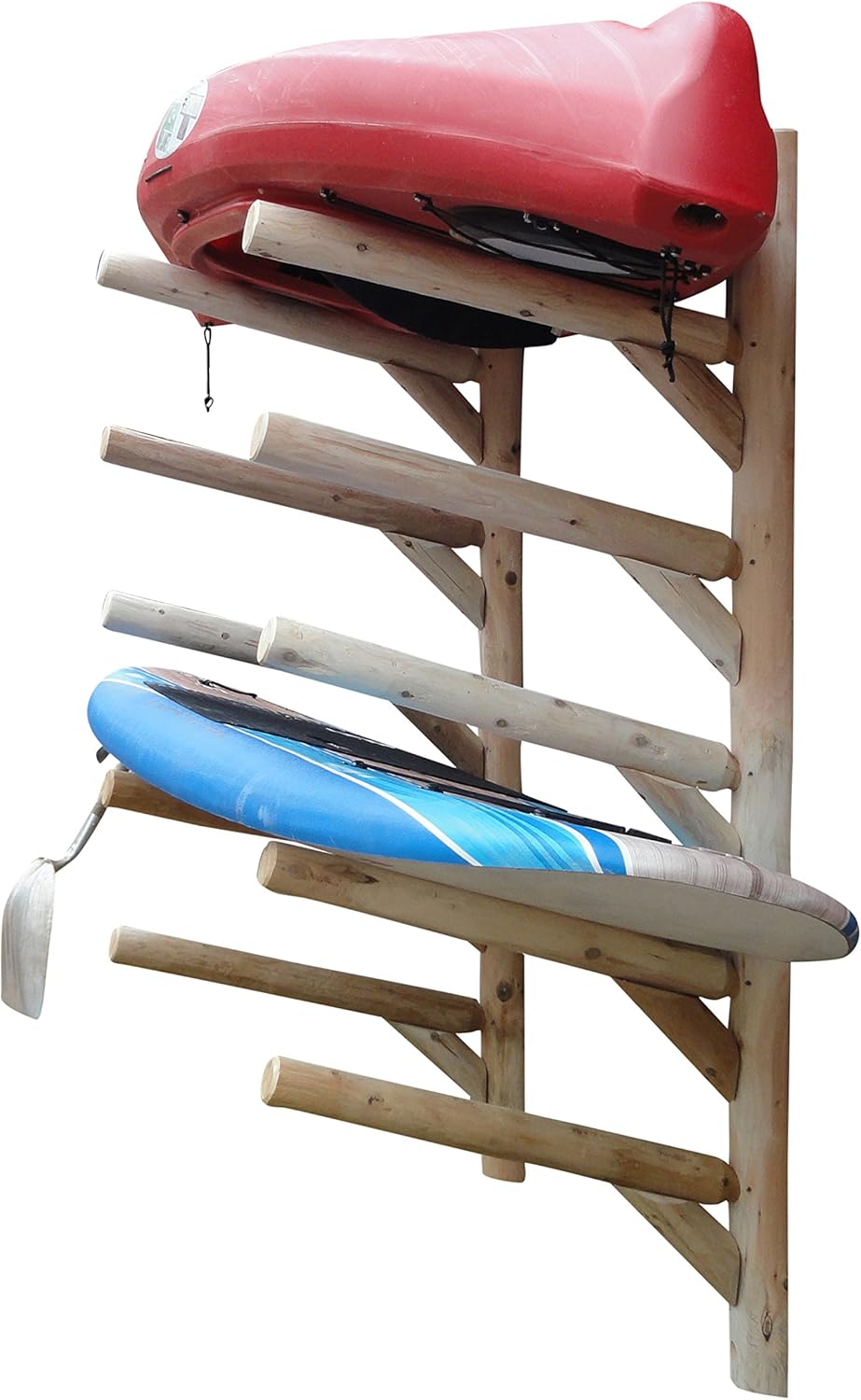 5-Place Wall-Mounted SUP/Surfboard Log Racks, Vertical Surfboard Rack for Wall Mount, Indoor & Outdoor Kayak Storage Rack, SUP Wall Racks Storage Organizer - Natural