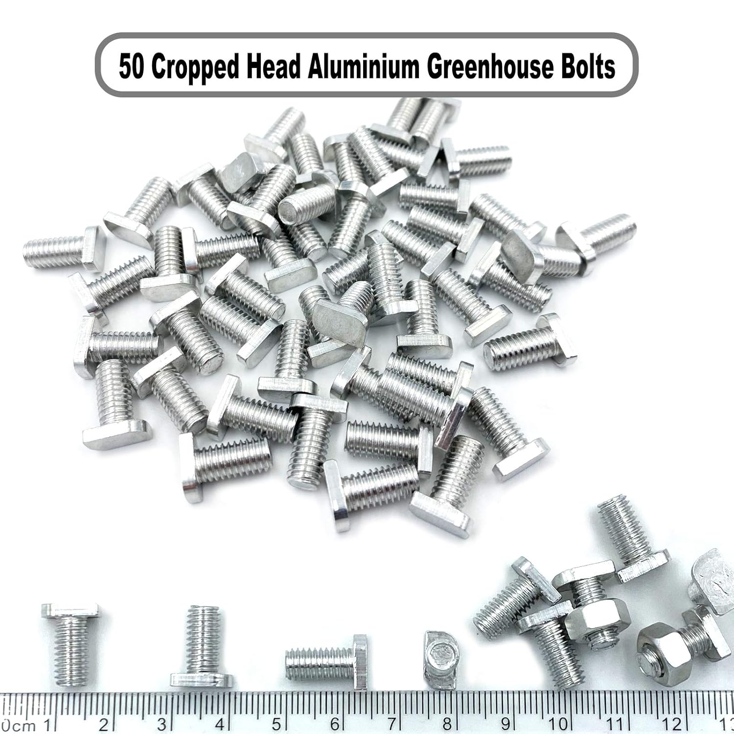 50 Sets Aluminium Greenhouse Nuts and Bolts, Cropped Head Greenhouse