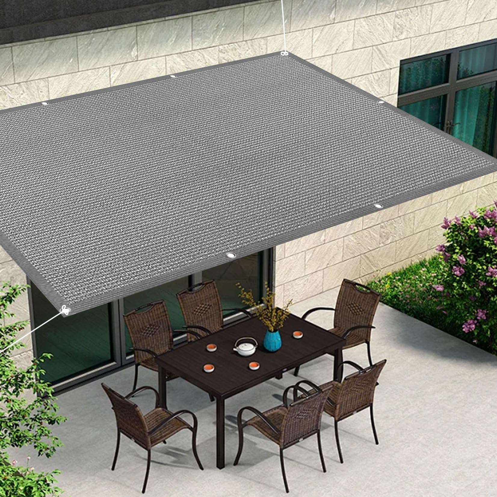Toile d'ombrage gris clair 100x550 cm idéale pour repas au jardin
