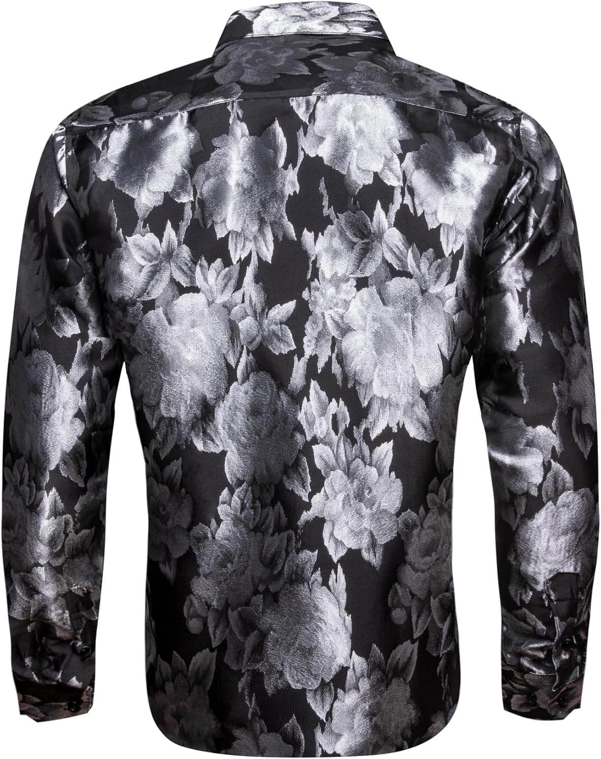 Barry.Wang Men's Silk Shirts Button Down Dress Shirt for Men Satin Paisley Floral Long Sleeve Cowboy Casual Mexico Shirts - Image 6