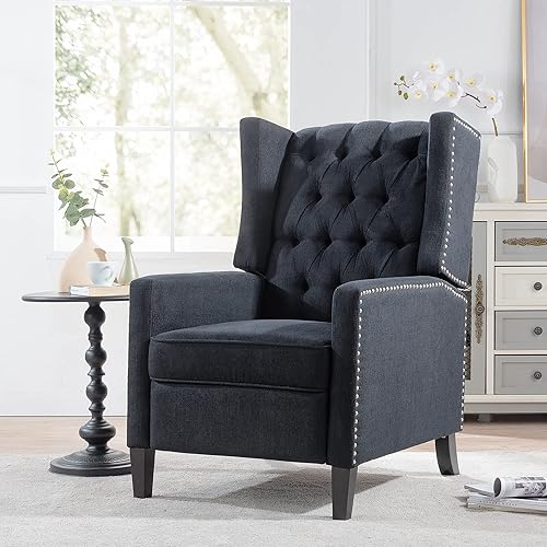 Miniatura 4 de Wingback - Silla reclinable de tela, moderna con respaldo alto, cómoda silla de lectura, sillas con respaldo copetudo con brazos para dormitorio y