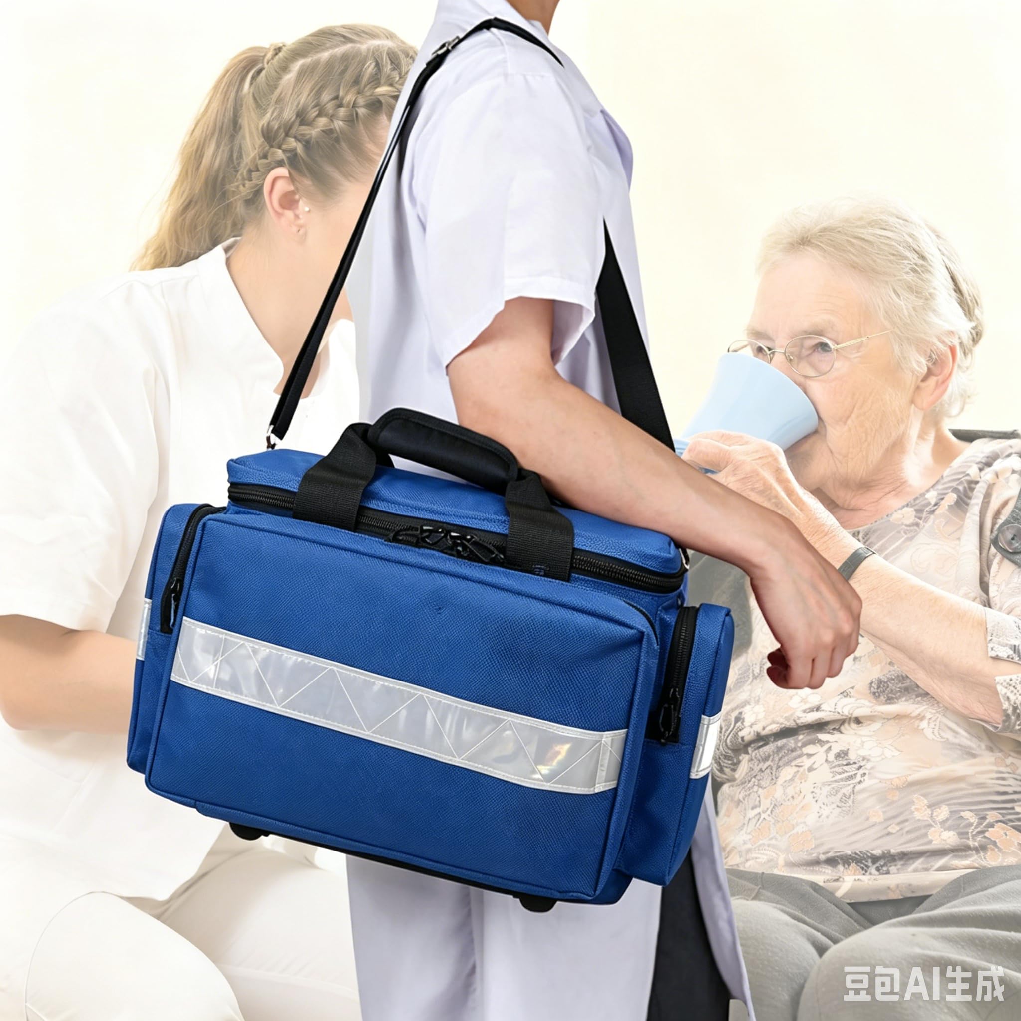 Borsa di pronto soccorso vuota grande, borsa di emergenza vuota, borsa sanitaria per assistenza domestica, medico, viaggi ed emergenze (blu)