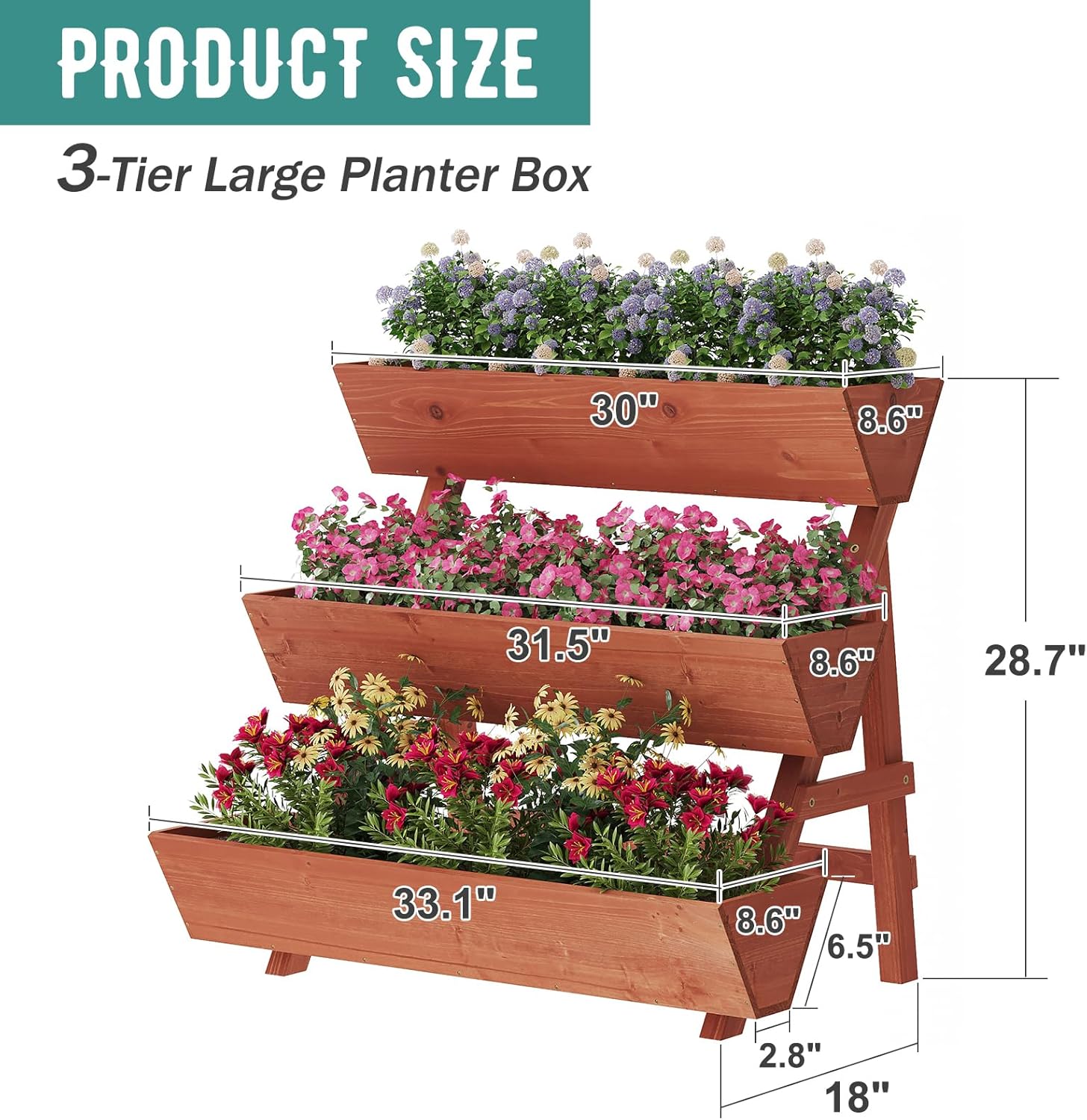 viewcare Raised Garden Bed, 3 Tier Vertical Garden Planter for Indoor & Outdoor, Raised Planter Box with Legs, Garden Planter Box for Flowers/Vegetables/Plants