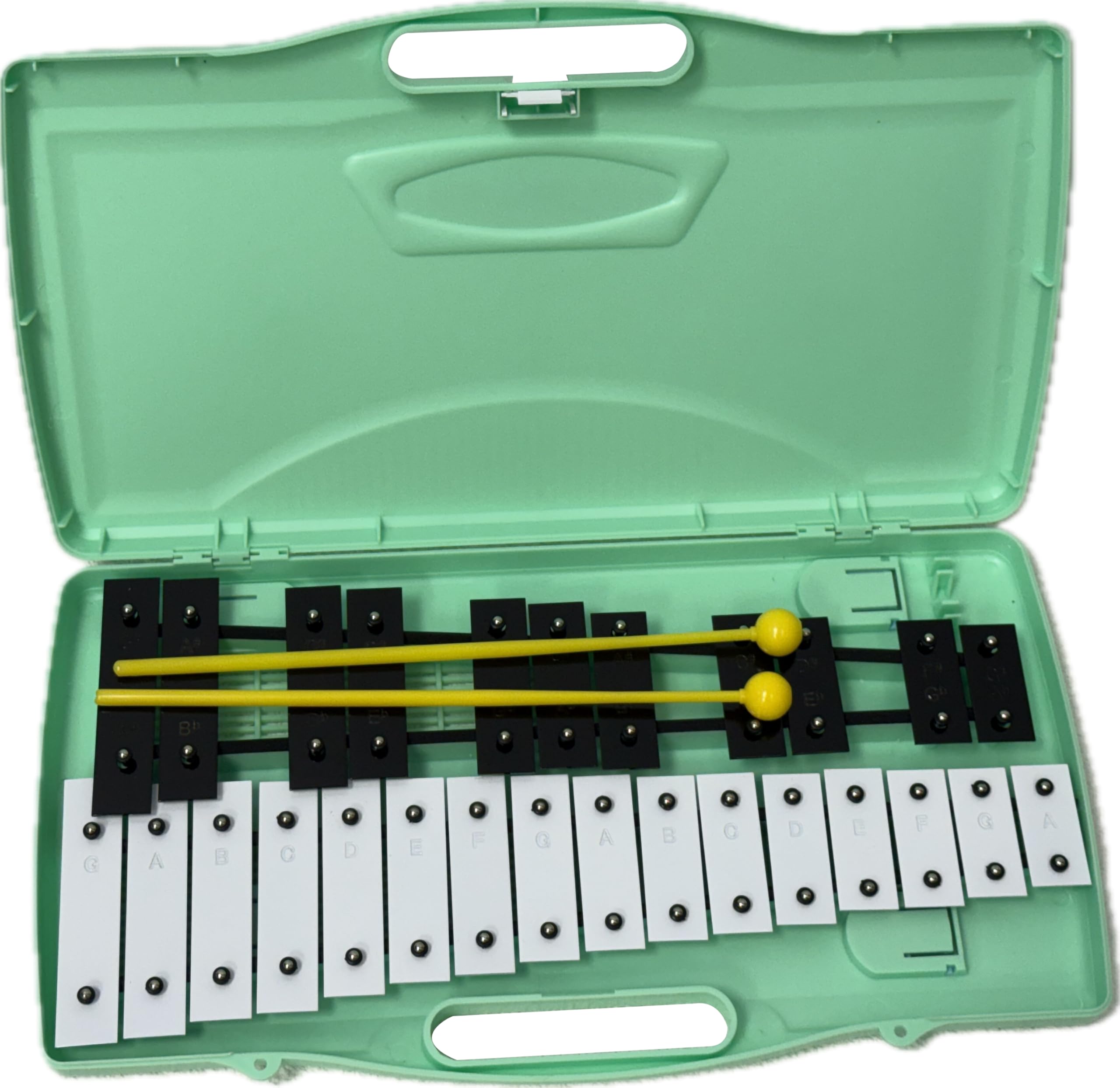 ROCKSTAR - Xilófono Glockenspiel Carrillón Metalofono Angel AG27NG Cromático, 27 Teclas Negras y Blancas con Estuche y Mazas. Para uso escolar ó domestico, Instrumento Musical Rítmico