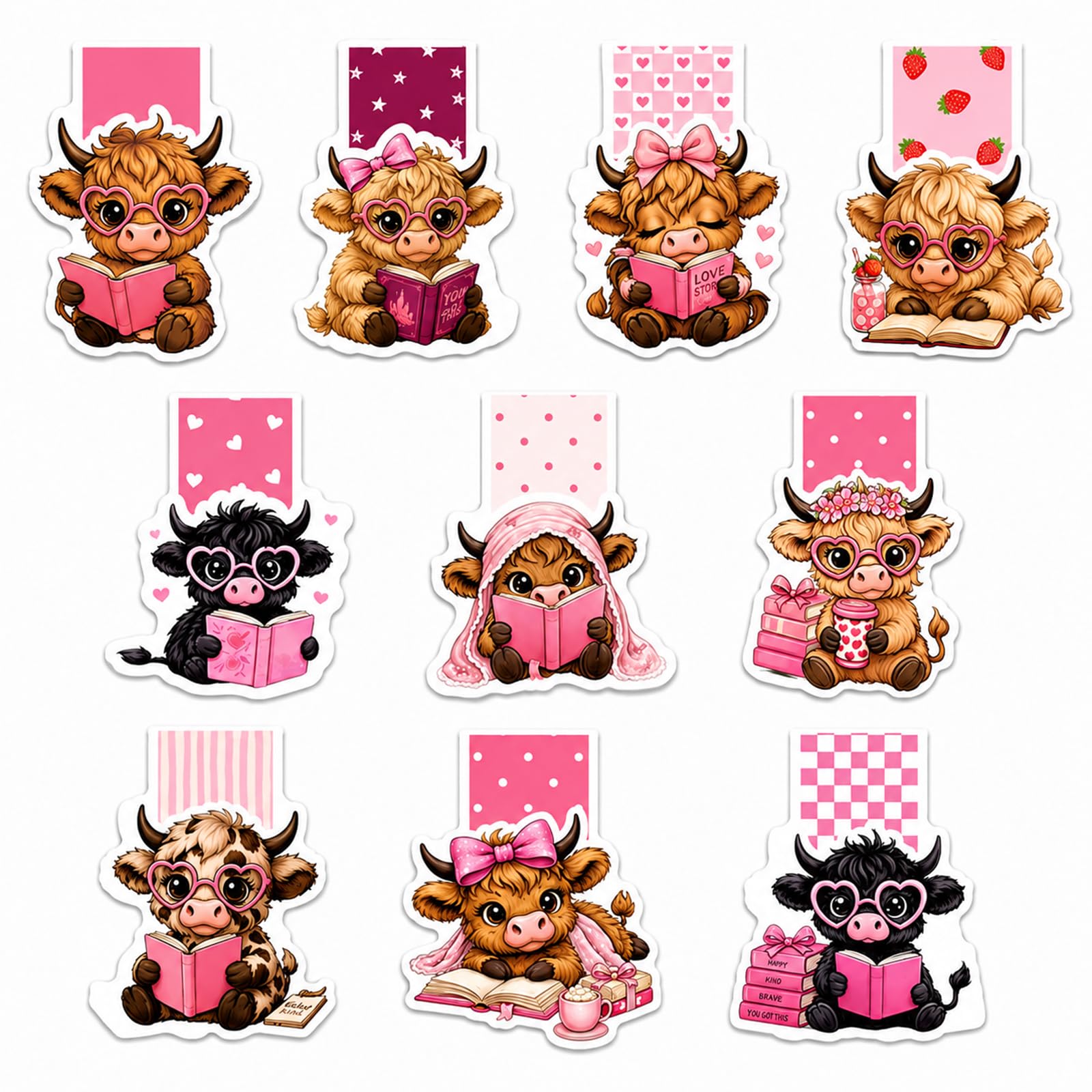 Highland Cow Magnetic Bookmarks, Cute Animal Book Marks