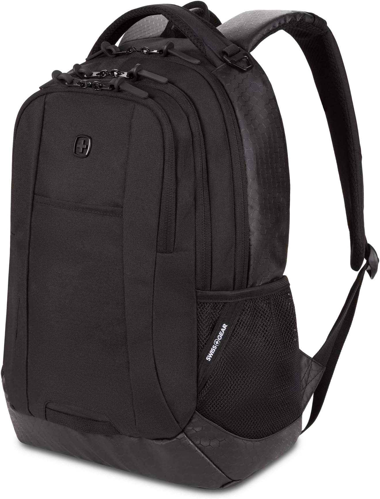 Cecil 18-Inch Laptop Backpack Fits 16-Inch Laptop, Travel Daypack with Organizer Pockets, Water Bottle Holders & Padded Straps – Black Hex