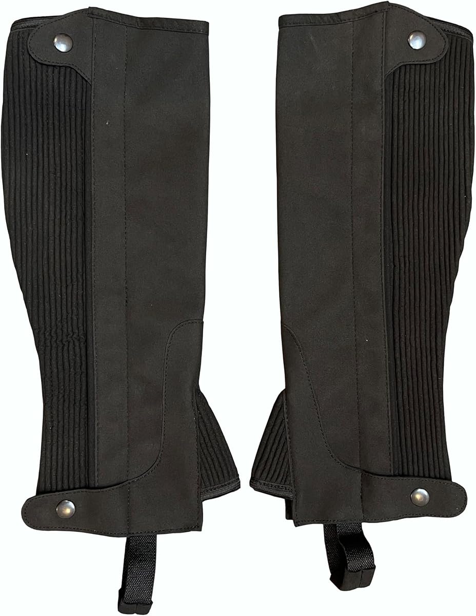 Half Chaps Black Amara Equestrian English Riding Unisex Adult Half Chap Premium Synthetic Amara Leather