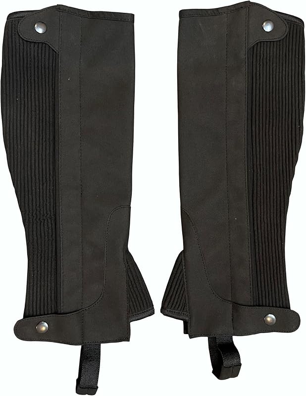 Half Chaps Black Amara Equestrian English Riding Unisex Adult Half Chap Premium Synthetic Amara Leather