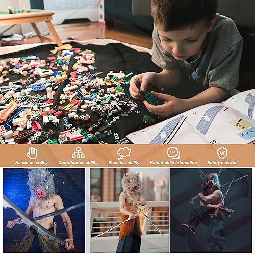 Vista 28 de Jorumo Juego de construcción de espada, bloque de construcción de espada Kokushibo de 39 pulgadas con vaina y soporte, hecho a mano para cosplay