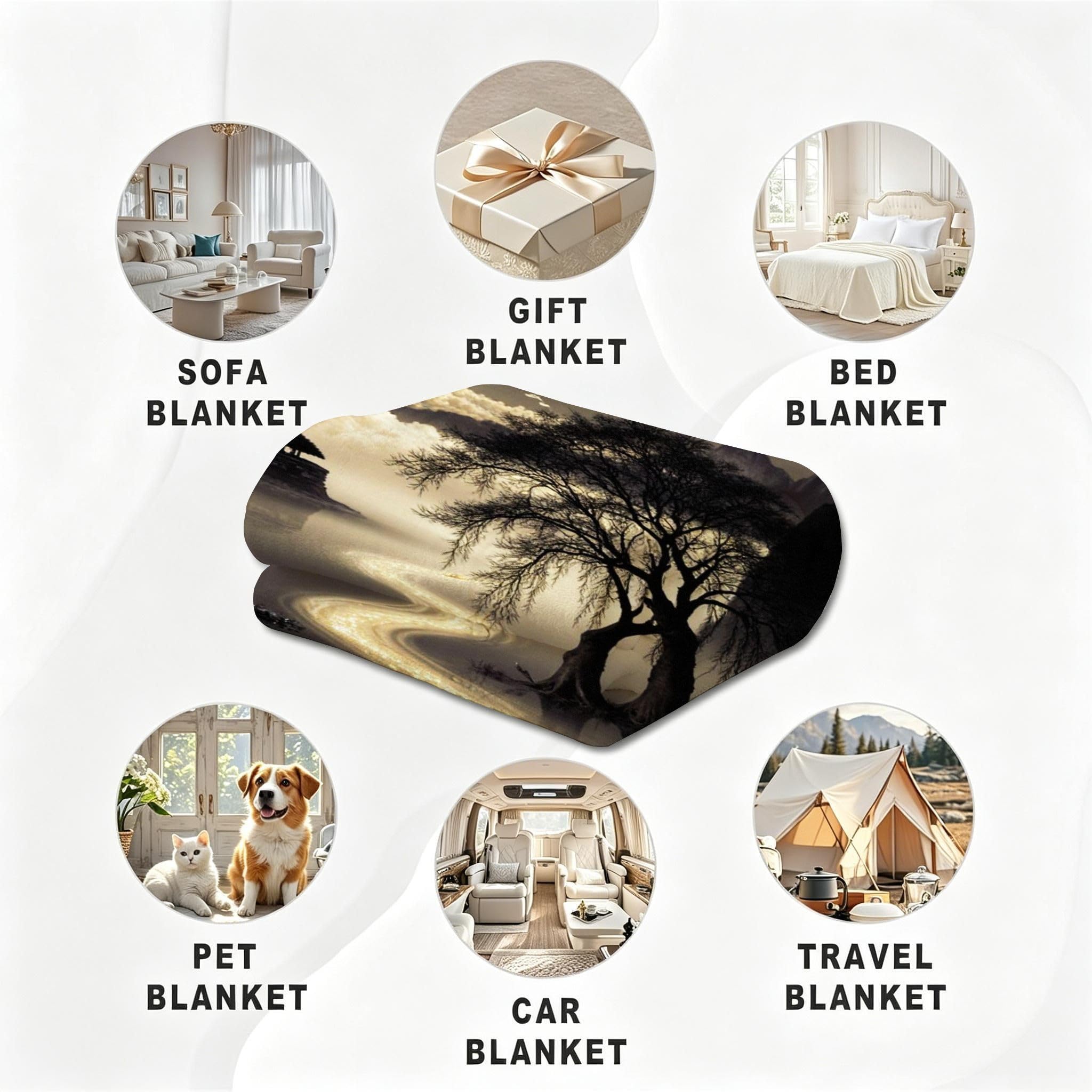 Coperta Pile Matrimoniale 240x260 cm Paesaggio Grigio, Coperta XXL Super Morbida Multiuso Come Copriletto o Plaid da Salotto, Calda e Leggera, Protezione dal Freddo, AW7146