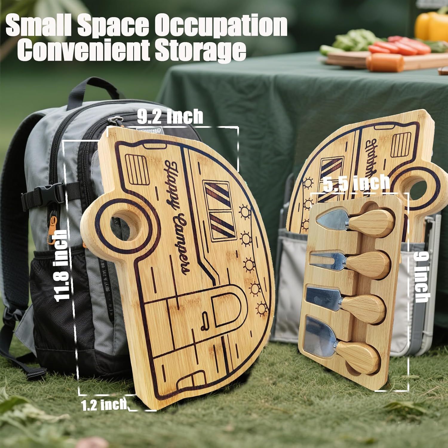 Foldable RV Charcuterie Boards, Camping RV Essentials with Cheese Knife Set, RV Camper Accessories as Birthday House Warming Wedding Gifts for Women Couples Mom, Camper Must haves RV Gifts