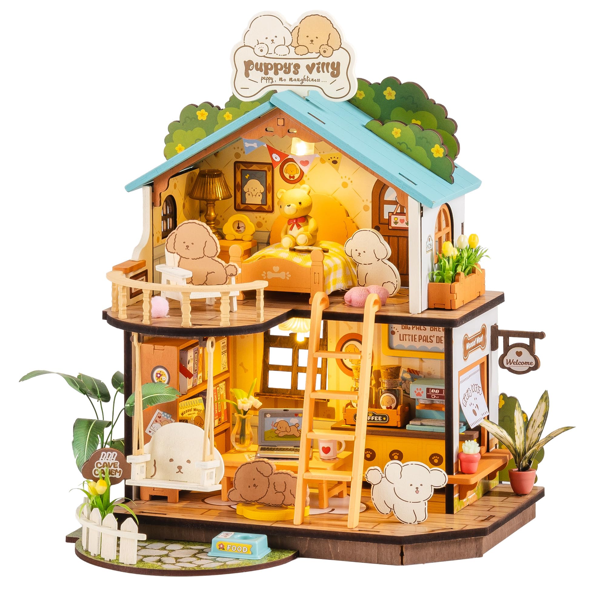 STRUCWOOD DIY Miniatur Haus Kit - Mini Haus Bezaubernder Wald Bausatz mit LED, Holz 3D Puzzles Blind Box Design, Puppenhaus Kit Geschenk für Erwachsene Teen - Das magische Ringhaus (SQ-59