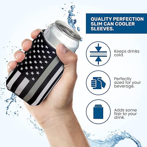 Miniatura 10 de QualityPerfection Funda plegable de neopreno para enfriar (2 unidades), soporte para latas aislado de 12 onzas, cubierta para latas de cerveza y