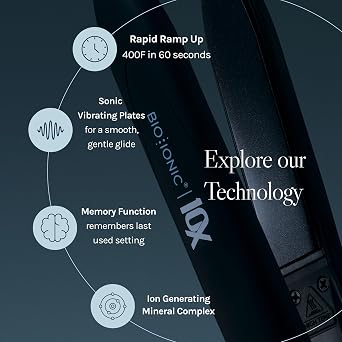 Bio Ionic 10X Styling Iron Hair Straightener with 1 Sonic Vibrating Plates