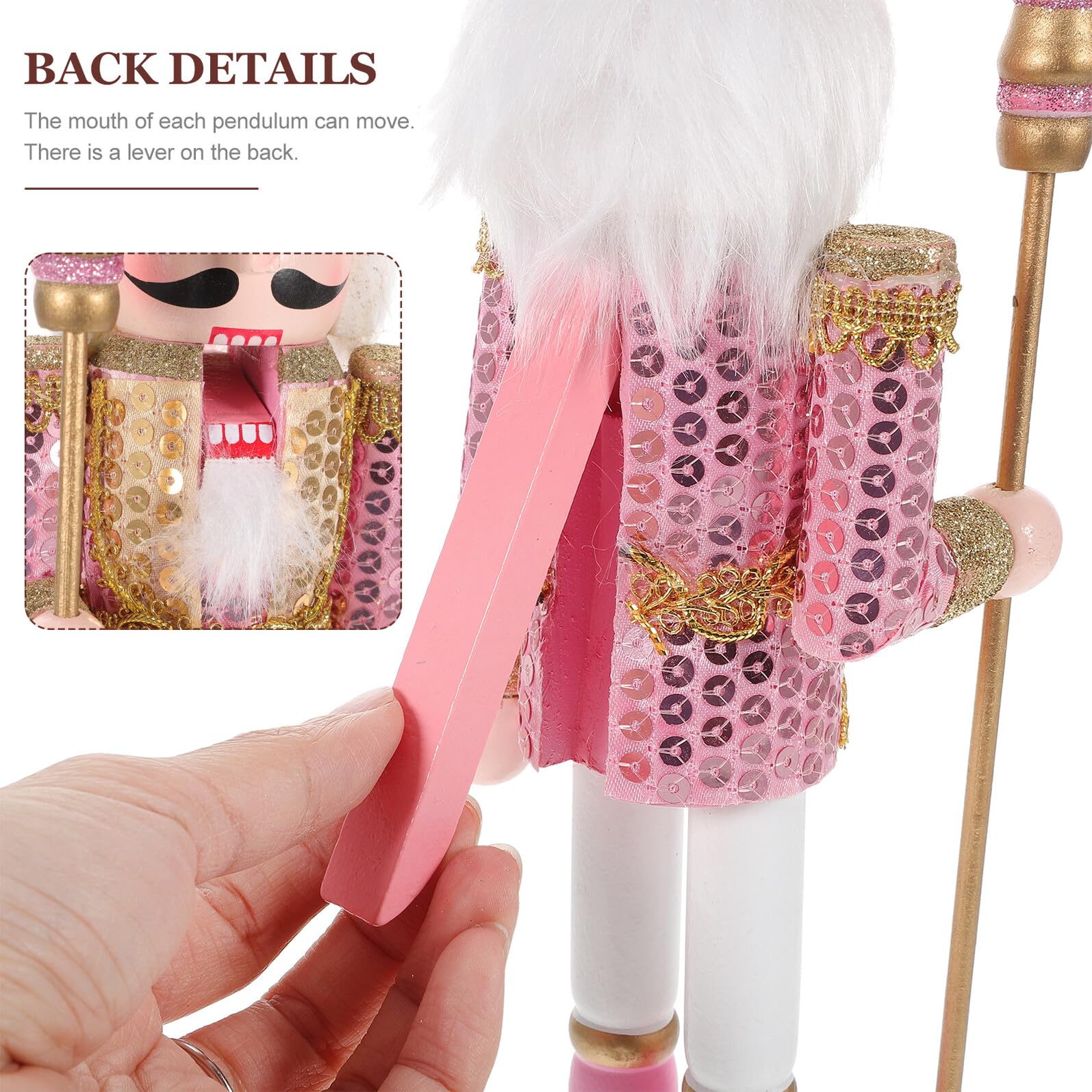 Toyvian Decorazione Natalizia Legno Rosa Soldatino Nutcracker Funzionante, Ornamento da Tavola per Festa di Natale su Davanzale o Stufa
