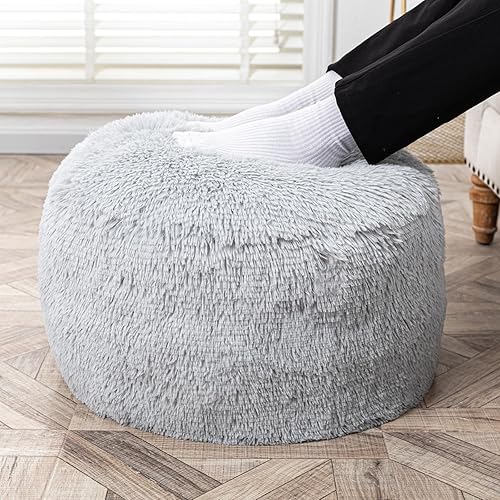 Miniatura 33 de Asuprui Puf otomano de relleno, puf de suelo, reposapiés redondo de 20 x 12 pulgadas, puf de piso, silla plegable de almacenamiento para sala de Puf