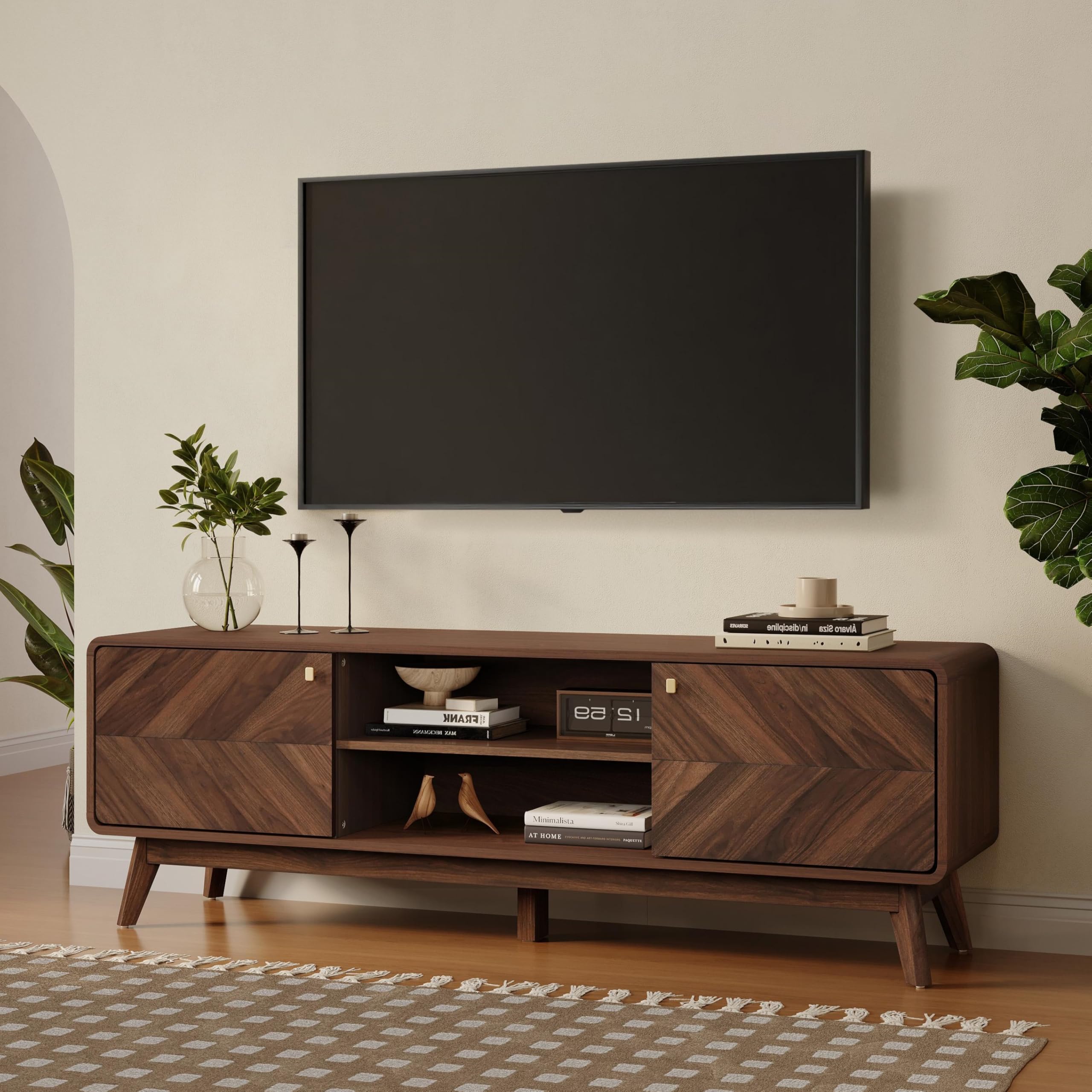 Mid-Century Modern TV Stand for 65" Screens
