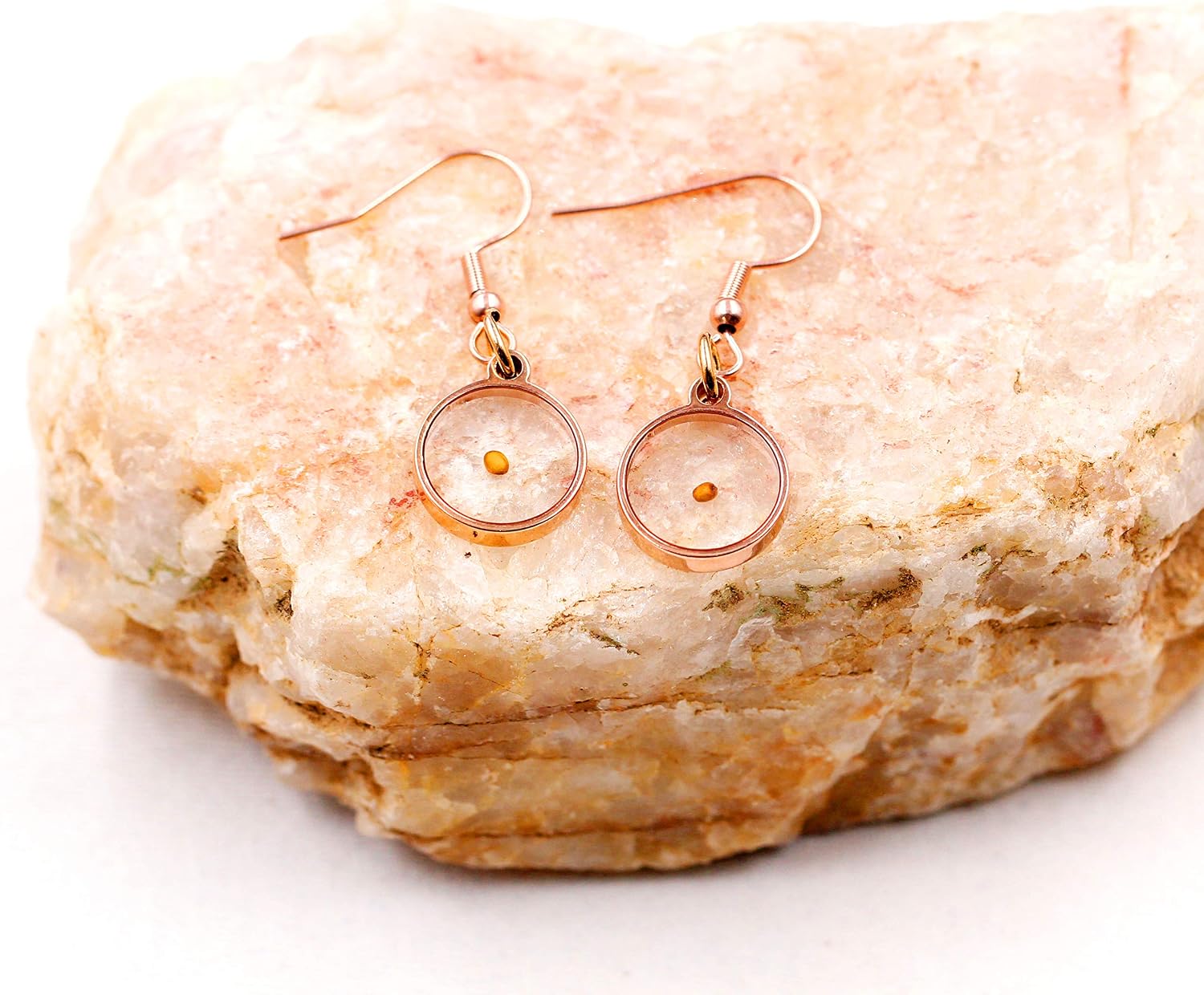 Uloveido Charms Real Mustard Seed Earrings for Women, Stainless Steel Dangle Drop Earrings Y582