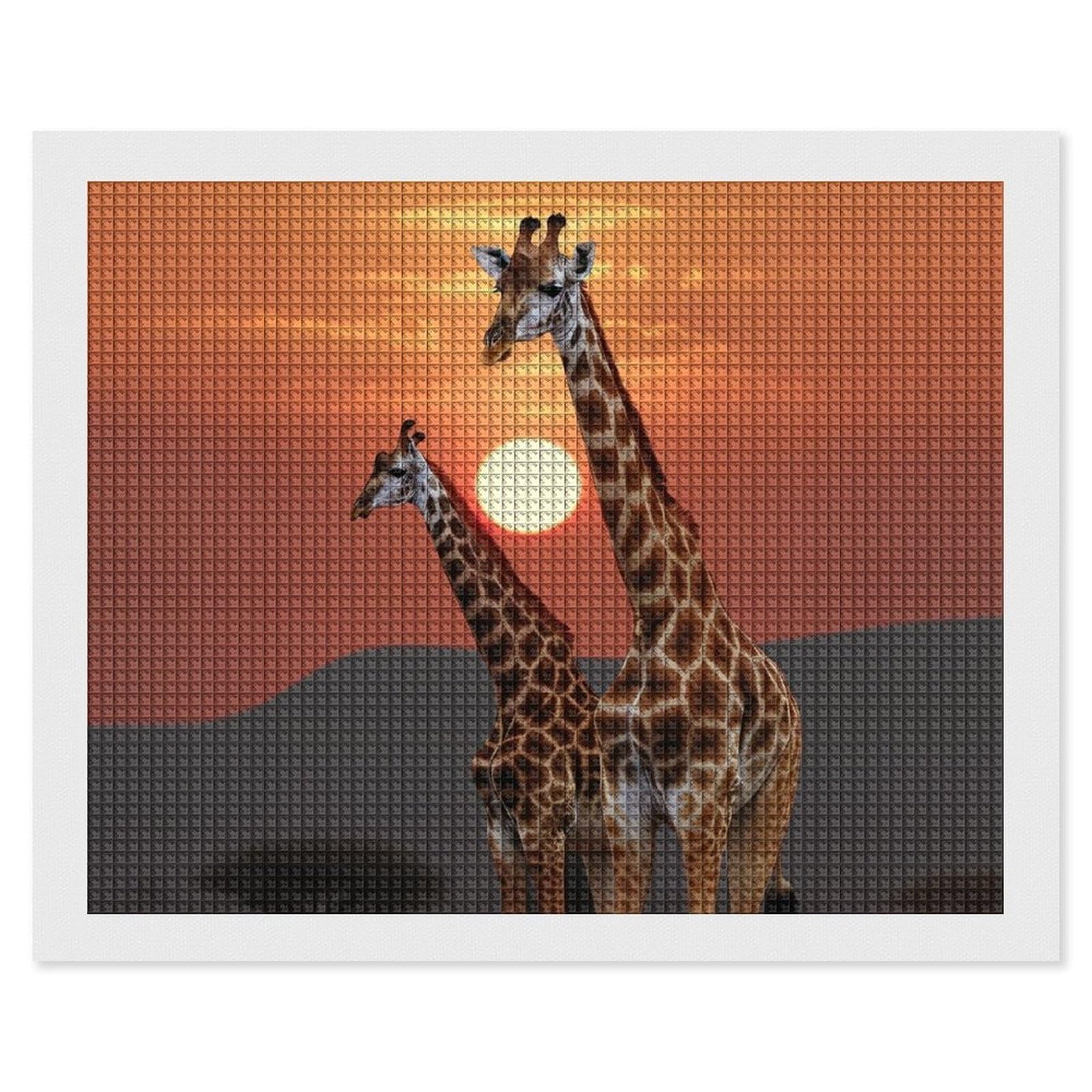 Giraffe at Sunset Diamond Art Kits for Adults, DIY 5D Diamonds Painting Kits for Beginner, Round Full Drill Diamond Dots Painting, 16"x20" Diamonds Pictures Gem Art and Crafts Wall Decor