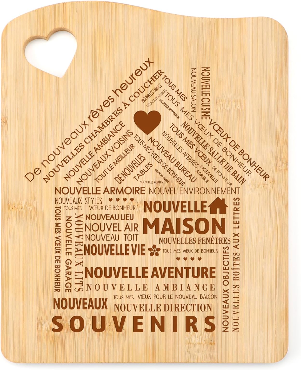 Planche à découper en bambou personnalisée : nom de famille monogrammé, petite taille - France
