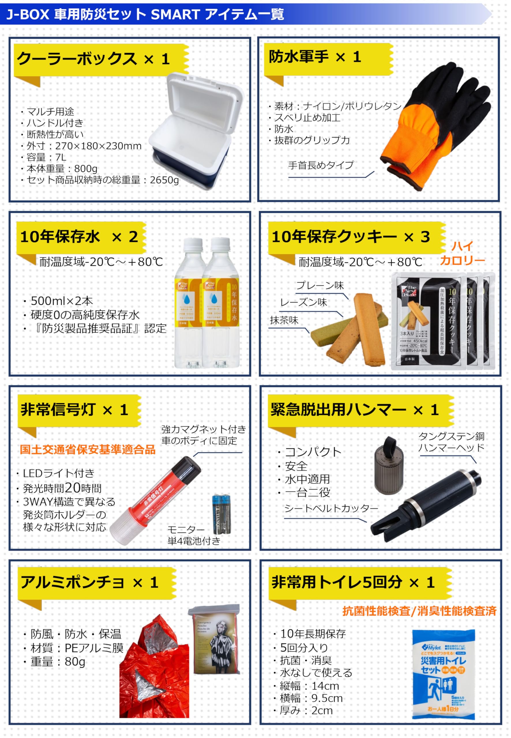 Amazon.co.jp: 【車載用防災セット】防災屋ライフ監修 J-BOX車用防災