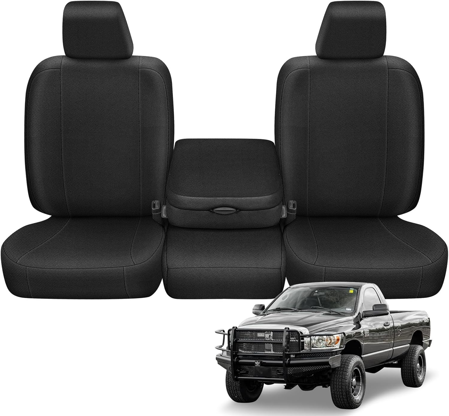 Seat Covers Compatible with 2006-2009 Dodge Ram 2500-3500, Truck Front 40/20/40 with Opening Console and 20 Section Seat Bottom