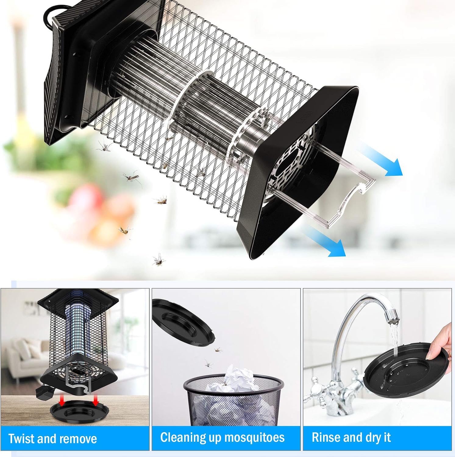 Bug Zapper, Portable Bug Zapper 4200V Powerful UV Mosquito Zapper with Metal Housing Light-Emitting Flying Insect Control Lamp Waterproof Bug Zapper Outdoor