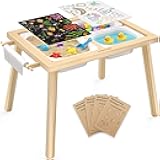 Sensory Table for Toddlers Kids Play Wooden Sand Water Table with Double-Sided Board & Foldable Storage Bins for Indoor and Outdoor Use, Birthday Gifts for Boys and Girls-Natural Color