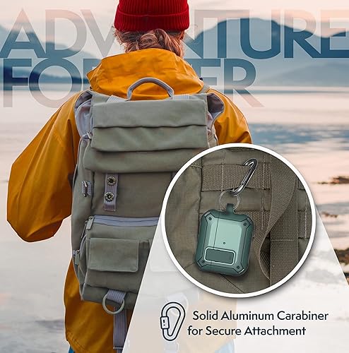 Miniatura 4 de Encased X-Armor - Funda compatible con Airpods 3 (3ª generación), mosquetón protector con cerradura de tapa (verde metálico)