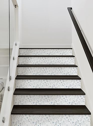 Miniatura 6 de Tiras elevadoras de escalera para despegar y pegar hojas botánicas de acuarela (gris, paquete de 6, 48 pulgadas de ancho x 6.5 pulgadas de alto)