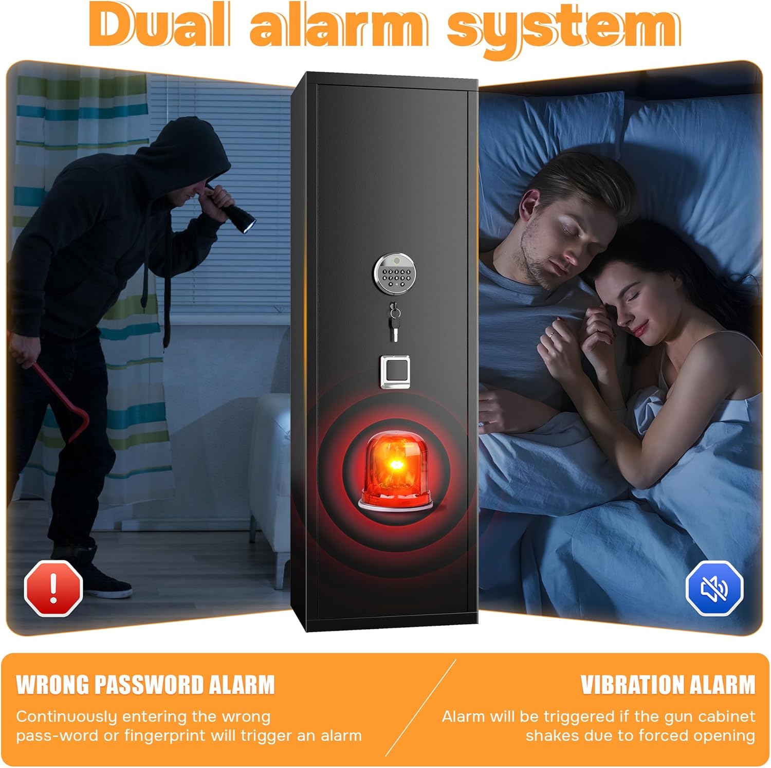 [No Assembly Required]8-12 Fingerprint Gun Safe for Rifles and Pistols,Gun Safes for Rifle and Password Lock, Gun Cabinet for Home with Adjustable Shelves, Biometric Heavy Duty Long Gun Safe,57" High