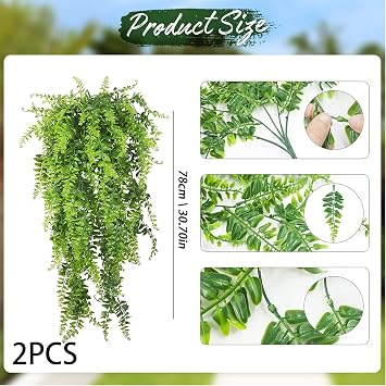 Novastream 2 Pcs (Not Pot) Hanging Plant, Artificial Plants, Fake Trailing Plant, Fake Ferns Faux Persian for Indoor & Outdoor, Garden, Balcony, Farmhouse, Wedding Arch, Jungle, Beach, Birthday Party