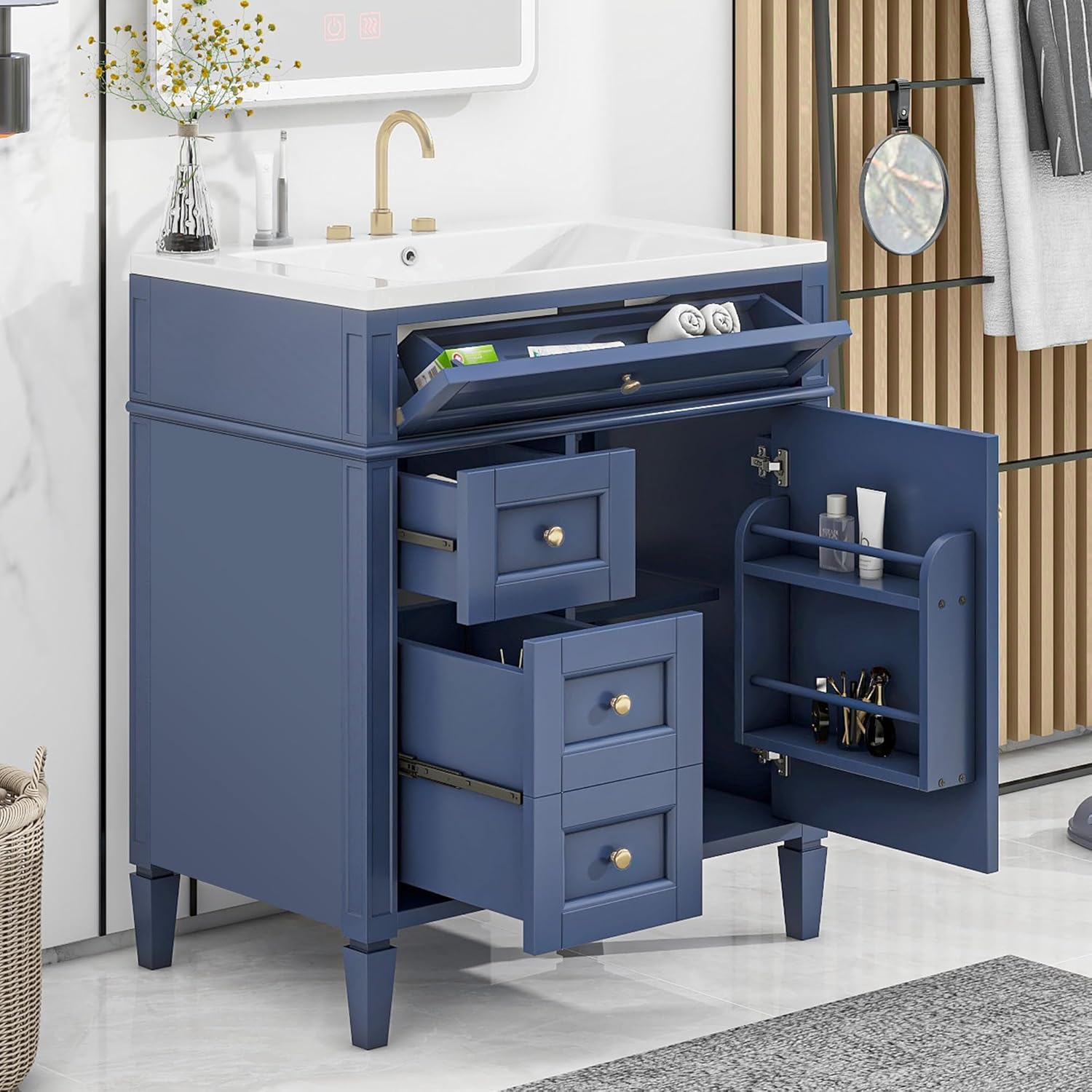Amazon.com: Harper & Bright Designs 30" Bathroom Vanity with Sink, Free ...