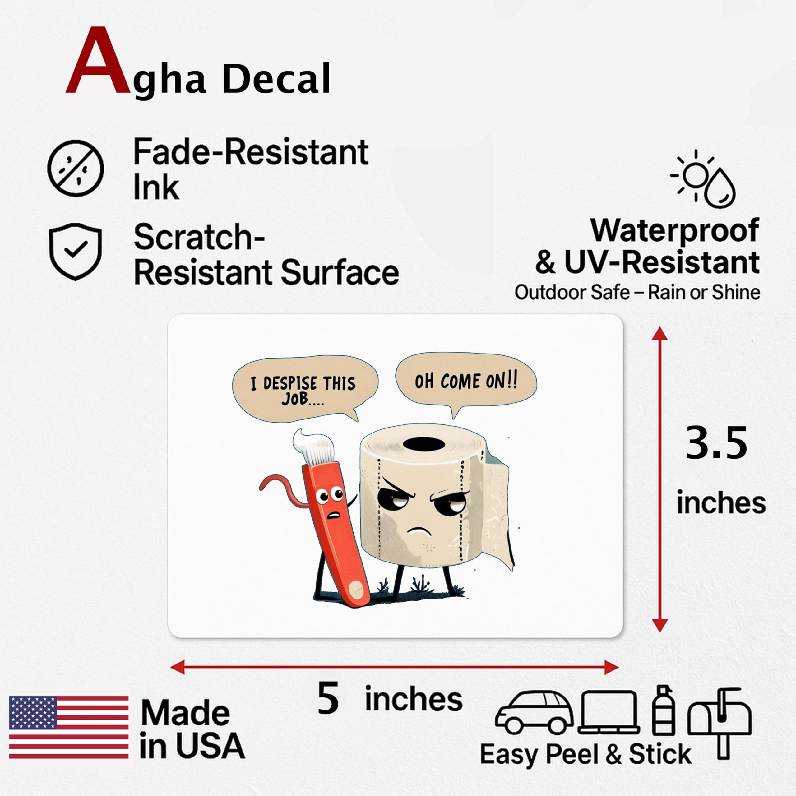 Funny 5 Inch Toilet Sticker - Bathroom Humor Decal - Waterproof Vinyl Gag Gift for Toilet Lid, Wall, or Door - Easy Peel, Hilarious Comic Design