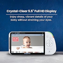 Babysense Full HD 5.5 Split Screen Baby Monitor with Camera and Audio, 6-Color Night Light, White Noise, Sound & Light Machine, 20-Hour Battery, Hack-Proof Non-WiFi Secure Connection