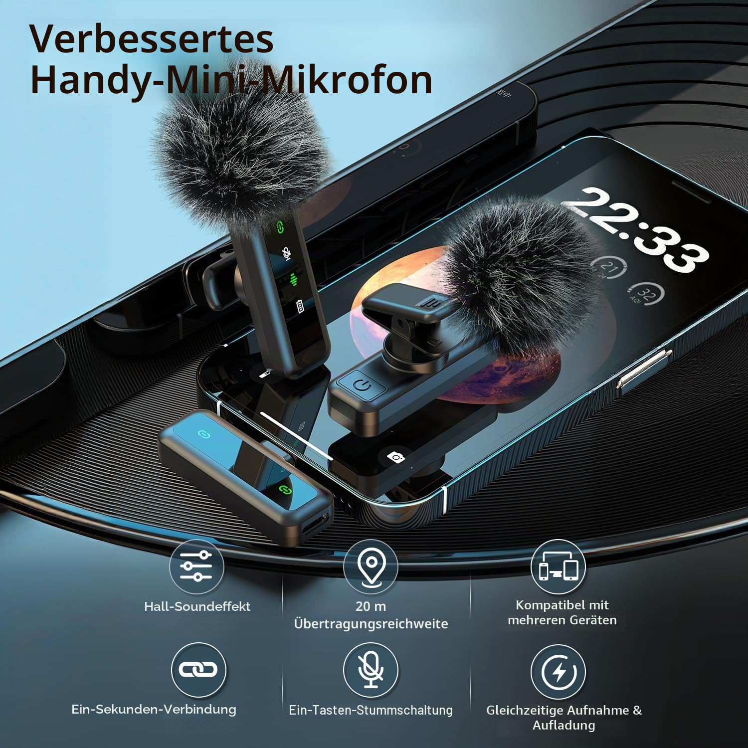 yAyusi Vlogging-Kit, YouTube-Starter-Kit, 180cm 360° Drehung Auto Face Tracking Handy Stativ für iPhone mit Licht, Kabellosem Mikrofon/Fernbedienung,Basic-Starter-Kit für Content-Ersteller für YouTube
